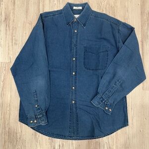 Anchor Blue Casual Denim Button-Down Shirt